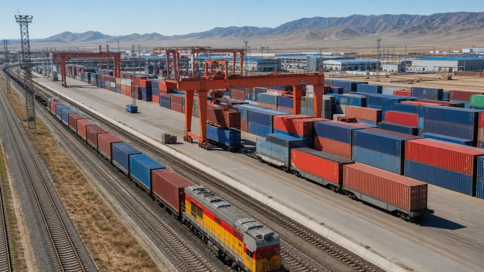 Container and rail cargo handling at an inland terminal